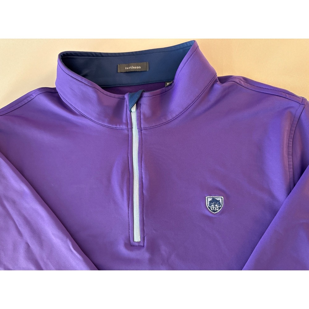 Turtleson Mens XL Purple Quarter Zip Pullover Poly Graphene Stretch Golf Shirt - Picture 9 of 15